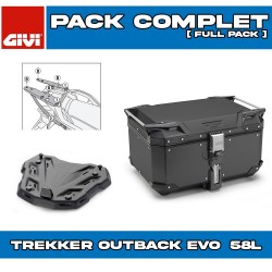 PACK-SR1201-OBKEV58B : Pacchetto Top-Case Givi Trekker Outback Evo Smart 58L Nero Honda Transalp XL750