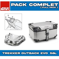 PACK-SR1201-OBKE58A : Set Top-Case Givi Trekker Outback Evo 58L Alu Honda Transalp XL750