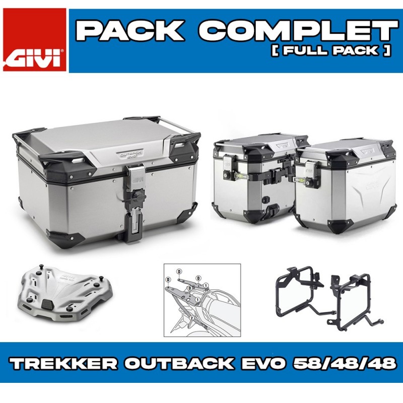 PACK-1201-OBKE58/48A : Pack Bagagerie Givi Trekker Outback Evo 58/48/48L Alu Honda Transalp XL750