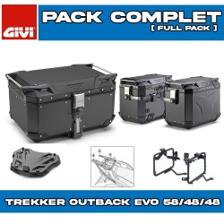 PACK-1201-OBKE58/48B : Givi Trekker Outback Evo 58/48/48L Black Luggage Kit Honda Transalp XL750