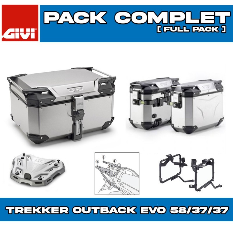 PACK-1201-OBKE58/37A : Pack Equipaje Givi Trekker Outback Evo 58/37/37L Aluminio Honda Transalp XL750