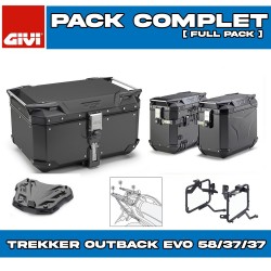 PACK-1201-OBKE58/37B : Givi Trekker Outback Evo 58/37/37L Black Luggage Kit Honda Transalp XL750
